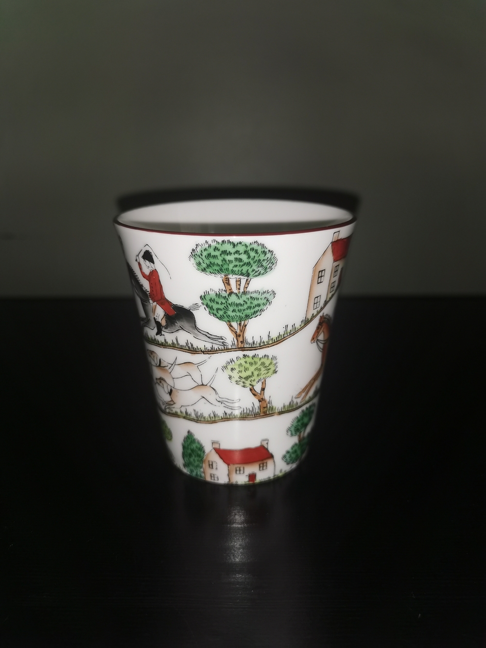 Vintage Crown Staffordshire Bone China Hunting Scene Flat Bottom Tumbler 3 3/4" - Picture 4 of 8